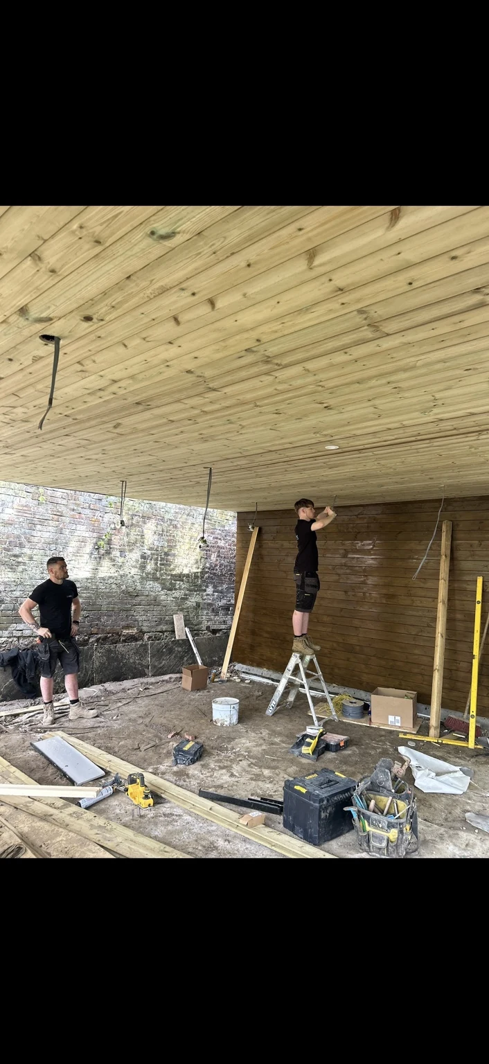 Garden canopy installation in progress