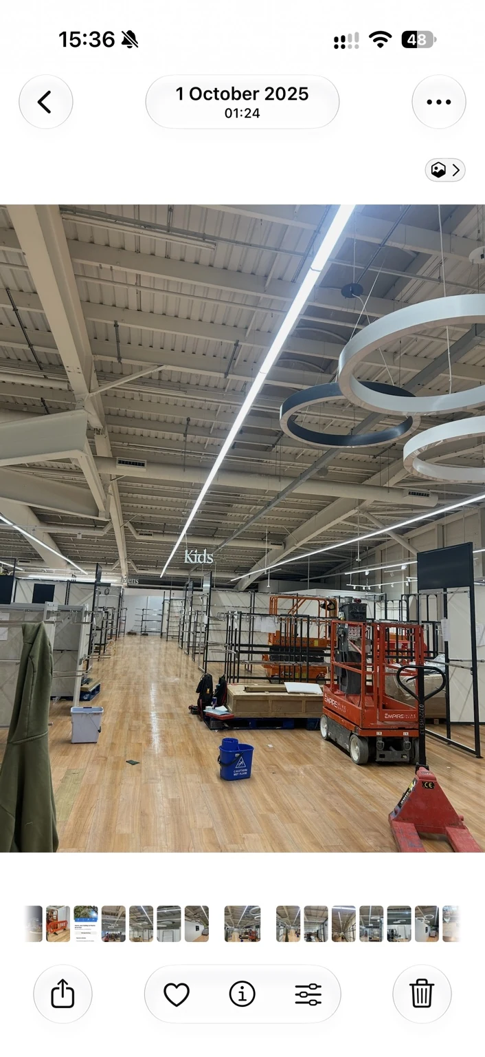 Retail lighting installation in progress